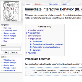 Neth et al. (2007). Immediate interactive behavior (IIB). Wiki on Symposium at CogSci 2007.
